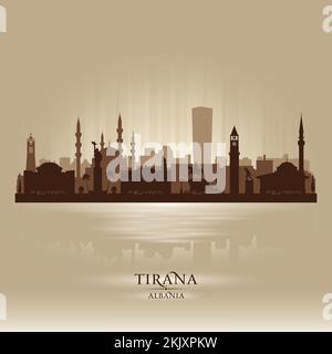 Tirana Albania City Skyline Vektorsilhouette Illustration Stock Vektor