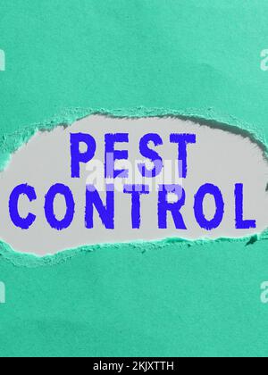 Schreiben mit Anzeige von Text Pest Control. Internet-Konzept Tötung zerstörerischer Insekten, die Nutzpflanzen und Vieh angreifen Stockfoto