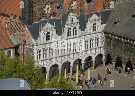 Renaissancelaube, Rathaus, Markt, Lübeck, Schleswig-Holstein, Deutschland Stockfoto