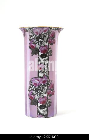 Royal Staffordshire Pottery Rare Wilkinson's Rose Trellis Deco Mauve Lustre Vase Stockfoto