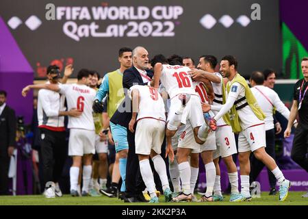 Doha, Katar. 25.. November 2022. DOHA, KATAR - NOVEMBER 25: Nach dem Spiel der Gruppe B - FIFA-Weltmeisterschaft Qatar 2022 zwischen Wales und IR Iran im Ahmad bin Ali Stadion am 25. November 2022 in Doha, Katar (Foto: Pablo Morano/BSR Agency) Kredit: BSR Agency/Alamy Live News Stockfoto