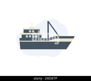 Logo für Fischboote mit Meeresfrüchten. Traditionelle Fischerboote. Seeschiff. Schiffsvektordesign und -Illustration. Stock Vektor