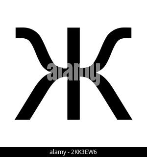 Kyrillisches Zhe-Symbol isoliert auf weißem Hintergrund Stock Vektor