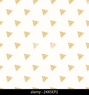 Glitter gold Dreiecke nahtlose Muster auf weißem Hintergrund. Stock Vektor