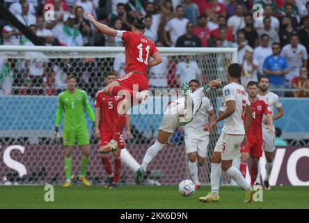 11/25/2022, Khalifa International Stadium, Doha, QAT, FIFA-Weltmeisterschaft 2022, Gruppe B, Wales vs Iran, im Bild von WalesÂ' Forward Gareth Bale, Stockfoto