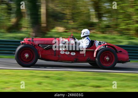 Edward Bradley, Aston Martin Ulster, Melville and Geoghegan Trophäen Race, eine 15-minütige Veranstaltung für Standard- und modifizierte Vorkriegssportwagen, VSCC, Stockfoto