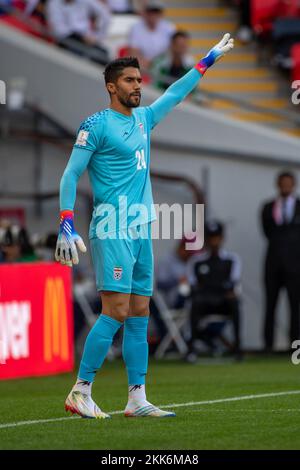 Ar Rayyan, Katar. 25.. November 2022. Hossein HOSSEINI aus Iran zwischen Wales und Iran im Ahmad bin Ali Stadium in Ar-Rayyan, Katar, am 25. November 2022 (Foto: Andrew Surma/Credit: SIPA USA/Alamy Live News Stockfoto