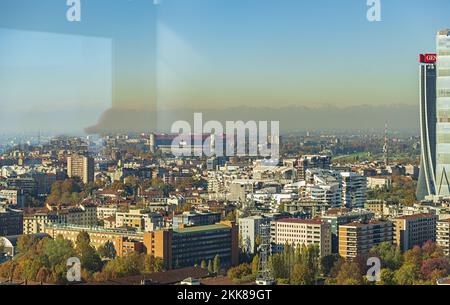 milano lo stadio di san siro Skiline dalla terrazza a vetri della torre branca 2 Stockfoto