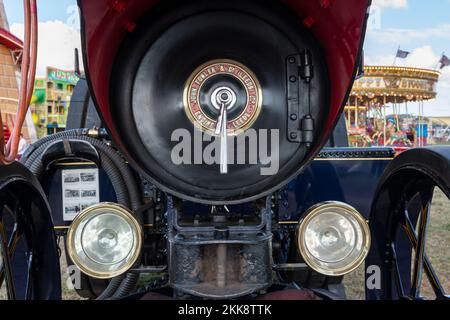 Tarrant Hinton.Dorset.United Kingdom.25. 2022. August. Auf der Great Dorset Steam Fair wird Eine 1920 Fowler R3 showmans-Lok ausgestellt Stockfoto