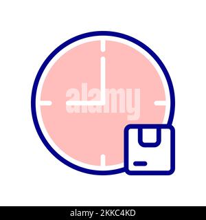 Symbol für die voraussichtliche Ankunftszeit des Pakets, geschätzte Paketzustellung. Stock Vektor