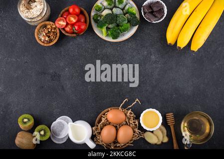 Sortiment von Produkten, die Melatonin enthalten Stockfoto
