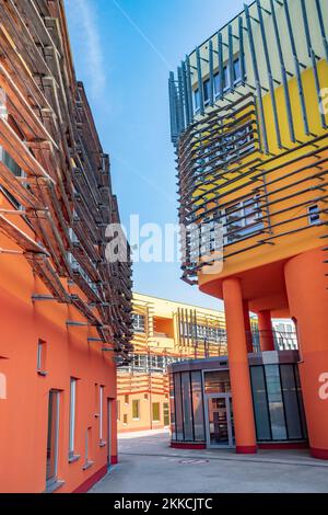 Wien, Österreich - 18. FEB 2019: WU (Wirtschaftsuniversität Wien ) Campus-Gebäude der Wirtschaftsuniversität Wien im Stadtteil Leopoldstadt von Vie Stockfoto