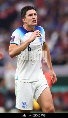 Al-Khor, Katar, 25.. November 2022. Harry Maguire aus England schreit beim FIFA-Weltmeisterschaftsspiel 2022 im Al Bayt Stadium, Al Khor, aus Frustration heraus. Der Bildausdruck sollte lauten: David Klein/Sportimage Stockfoto