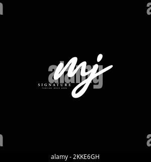 M J MJ Anfangsbuchstabe handschriftlich und Signature Vector Image Logo Stock Vektor