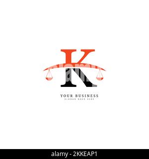 Logo für Geschäftsanschrift K Letter Legal, Logo für Anwaltskanzlei und Rechtsanwalt mit der Vorlage für das alphabetische K-Vektorbild Stock Vektor