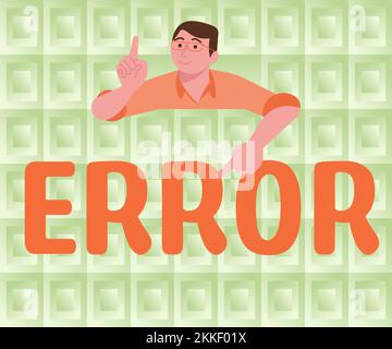 Text mit Inspirationsfehler, konzeptioneller Fotofehler die Bedingung, falsch zu sein, wenn es um die Beurteilung des Verhaltens geht, hat es nicht so gemeint Stockfoto