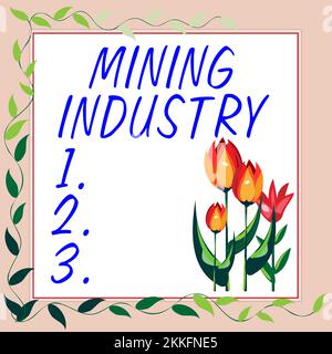 Handschriftlicher Text Bergbauindustrie. Geschäftskonzeption der Gewinnung von Edelmineralien und geologischen Materialien Stockfoto