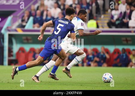 Al-Khor, Katar. 25.. November 2022. Marcus Rashford von England während der FIFA-Weltmeisterschaft 2022, Fußballspiel der Gruppe B zwischen Katar und Senegal am 25. November 2022 im Al Bayt Stadium in Al Khor, Katar - Foto Jean Catuffe / DPPI Credit: DPPI Media/Alamy Live News Stockfoto