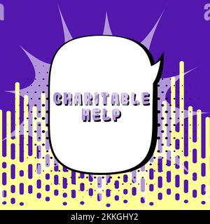 Begriffliche Überschrift Charitable Help, Word, das auf einem System geschrieben wurde, um Bedürftigen Geld oder Hilfe kostenlos zu geben Stockfoto