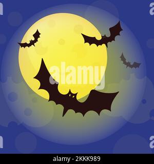 MOND Halloween lustiger, flacher Cartoon Handgezogener Vektor – Illustrationsset zum Drucken Stock Vektor