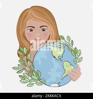 MUTTER ERDE AMERICA Day Cartoon Planet Holiday Party Banner Clip Art Vector Illustration Set zum Drucken Stock Vektor