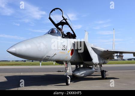 Präfektur Aomori, Japan - 07. September 2014: Japan Air Self-Defense Force McDonnell Douglas F-15DJ Eagle-Kampfflugzeug. Stockfoto