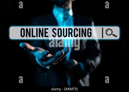 Textunterschrift Präsentation Online Sourcing, Business Showcase Kauf von Waren und Dienstleistungen wird über das Internet vermittelt Stockfoto