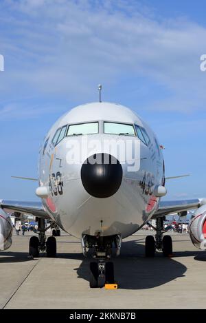 Präfektur Aomori, Japan - 07. September 2014: US Navy Boeing P-8A Poseidon Multimission Maritime Aircraft von VP-5 Mad Foxes. Stockfoto