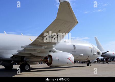 Präfektur Aomori, Japan - 07. September 2014: US Navy Boeing P-8A Poseidon Multimission Maritime Aircraft von VP-5 Mad Foxes. Stockfoto