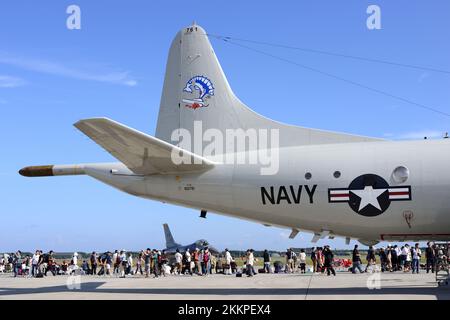 Präfektur Aomori, Japan - 07. September 2014: United States Navy Lockheed Martin P-3C Orion Seepatrouillenflugzeug von VP-40 Fighting Marlins. Stockfoto