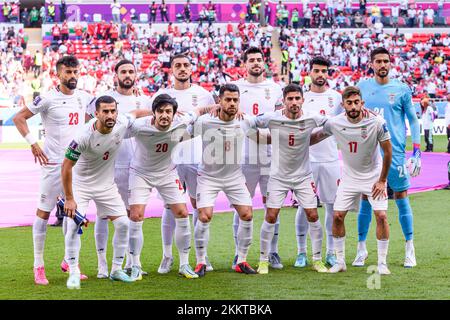 Doha, Katar. 25.. November 2022. Ahmed bin Ali Stadion Team of Iran vor dem Spiel zwischen Wales und Iran, gültig für die Gruppenphase der Weltmeisterschaft, das im Ahmed bin Ali Stadion in Al-Rayyan, Katar, stattfindet. (Marcio Machado/SPP) Kredit: SPP Sport Press Photo. Alamy Live News Stockfoto