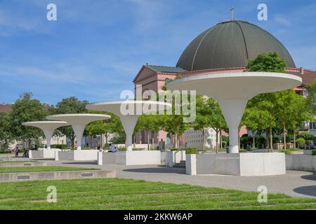 Georg-Büchner-Platz, Domkirche St. Ludwig, Darmstadt, Hessen, Deutschland, Europa Stockfoto