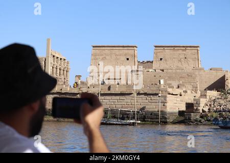 Philae-Tempel (Isis-Tempel) auf der Insel Agilika in Assuan, Ägypten Stockfoto