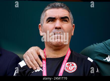 Tunesischer Manager Jalel Kadri vor dem FIFA-Weltmeisterschaftsspiel Gruppe D im Al Janoub Stadium in Al-Wakrah, Katar. Foto: Samstag, 26. November 2022. Stockfoto
