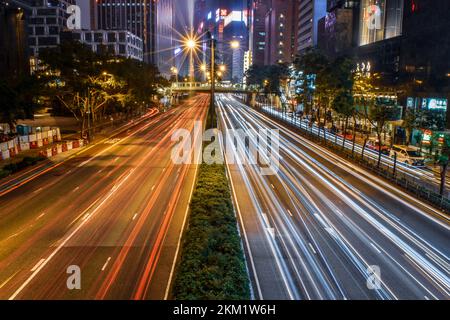 Hong Kong Straßen bei Nacht Stockfoto