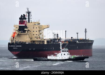Präfektur Kanagawa, Japan - 13. August 2021: GLORIOUS SUNSHINE (IMO: 9858840), Öl- und Chemikalientanker. Stockfoto