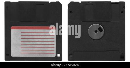 Diskette. Zwei Seiten isolierten eine hohe Auflösung auf weißem Hintergrund Stockfoto