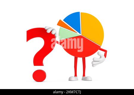 Infografiken Kreisdiagramm Person mit rotem Fragezeichen auf weißem Hintergrund. 3D-Rendering Stockfoto