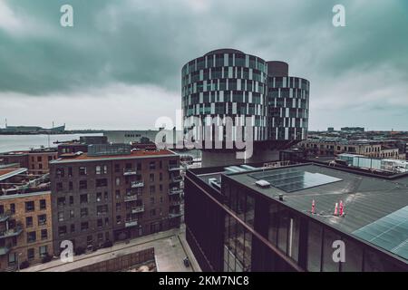 Moderne Architektur in Kopenhagen, Blick vom Dach Stockfoto