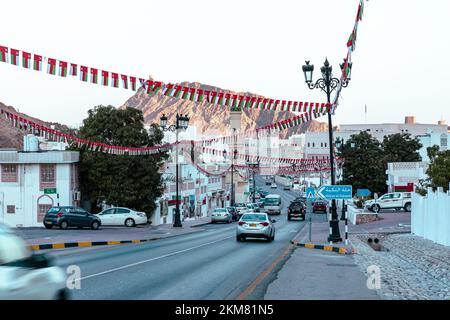 Traditionelle omanische Architektur. Sidab Stadt in der Nähe von Muscat, Oman. Arabische Halbinsel. Stockfoto