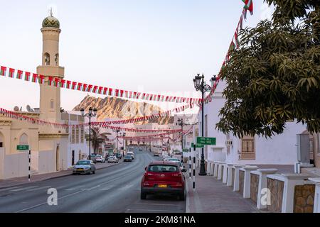 Traditionelle omanische Architektur. Sidab Stadt in der Nähe von Muscat, Oman. Arabische Halbinsel. Stockfoto