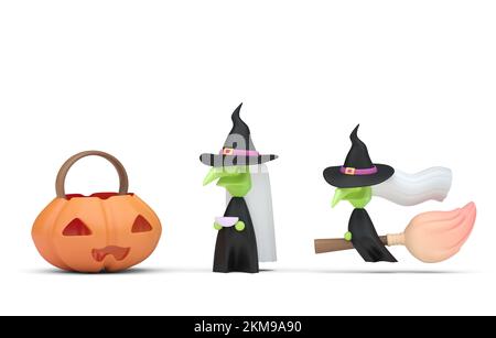 Isoliertes Halloween-Set. 3D Abbildung Stockfoto