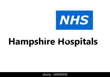 Nahaufnahme NHS-Schild für Hampshire, UK-Krankenhäuser. Stockfoto