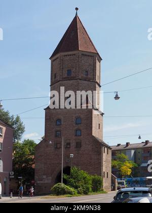 Jakobertor, ein Stadttor aus dem 14.. Jahrhundert, Augsburg, Bayern, Deutschland, Europa Stockfoto