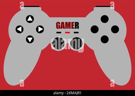 Ein Gamepad mit einem Wortspieler, grauen und schwarzen Farben, Gamepad, Gamepad-Controller, Joystick, Gamepad-Tasten, Gamepad-Schilder, playstation-Gamepad Stockfoto