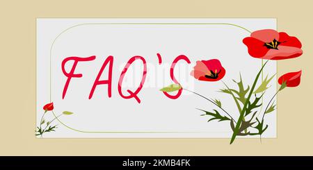 Das Schreiben von Text, der FAQ S anzeigt, ist. Liste der Fragen und Antworten zu einem bestimmten Thema für Geschäftskonzepte Stockfoto