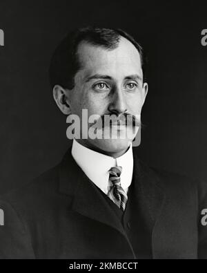 Ein Porträtfoto von Orville Wright bei den Brüdern Wright, von Wilbur Wright. 1905. Stockfoto