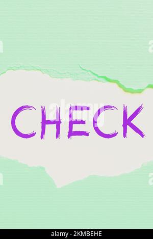 Textbeschriftung mit Scheck. Markierung für Geschäftskonzept Klicken Sie auf ein Feld, um eine bestimmte Option in einem Formular auszuwählen Stockfoto