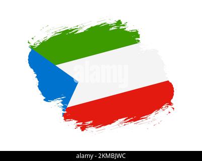 Streichpinsel-texturierte Flagge von Äquatorialguinea auf weißem Hintergrund Stockfoto