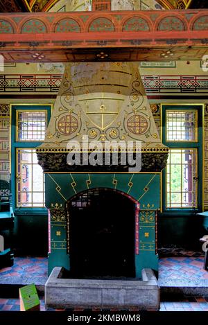 Lord Bute's Schlafzimmer in Castell Coch oder Red Castle. Castle Coch - The Red Castle, Tongwynlais, Cardiff, Wales, Vereinigtes Königreich, Europa – 15.. Okt Stockfoto